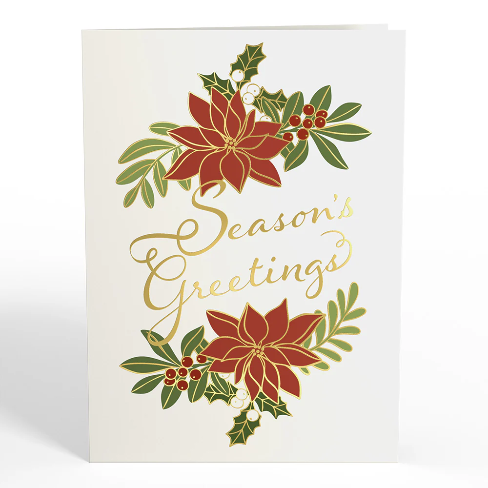 Season's Greetings Poinsettia Pop-Up Card & Suncatcher Bouquet Bundle - Image 4