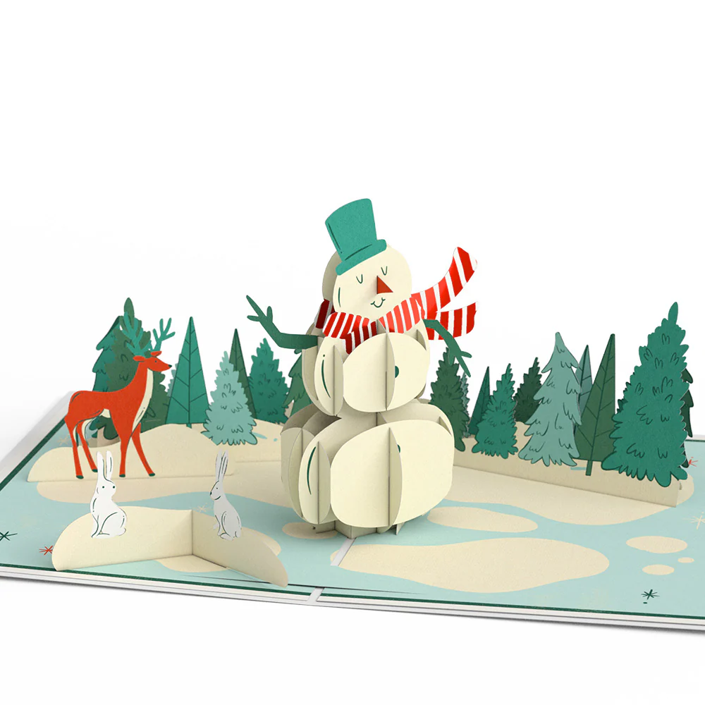 Season's Greetings Snowman Pop-Up Card - Image 3