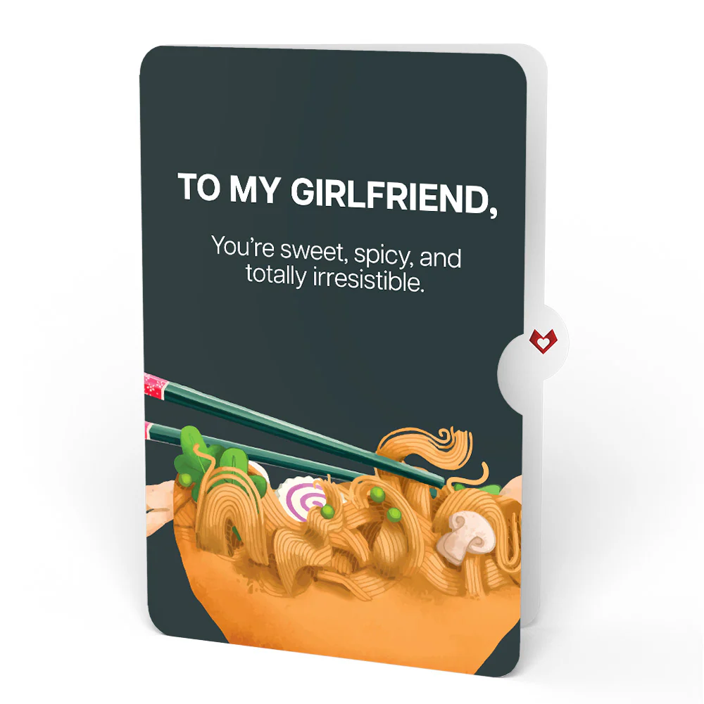 Send Noods Spicy Love Pop-Up Card and Sentiment Set for Girlfriend - Image 4