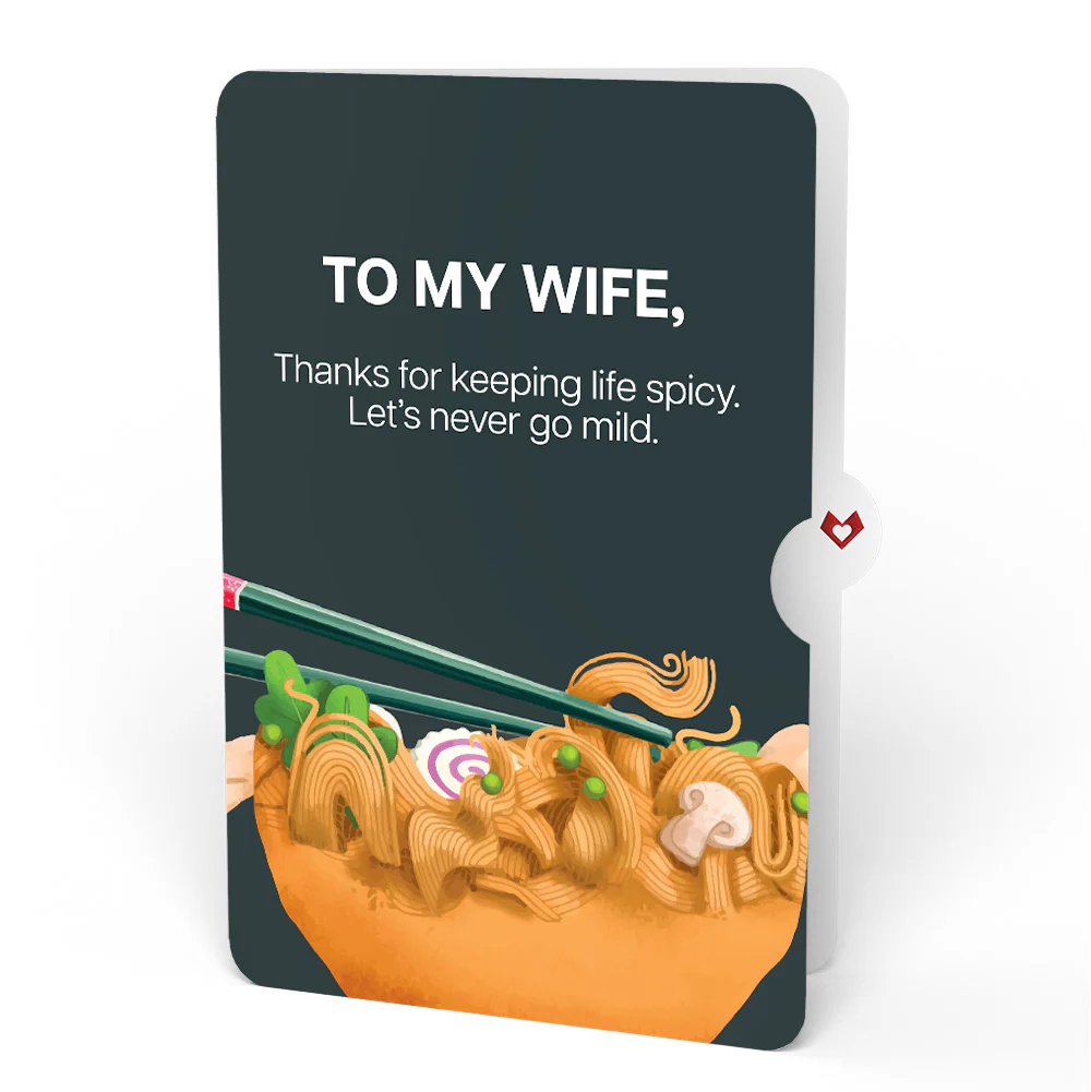 Send Noods Spicy Love Pop-Up Card and Sentiment Set for Wife - Image 4