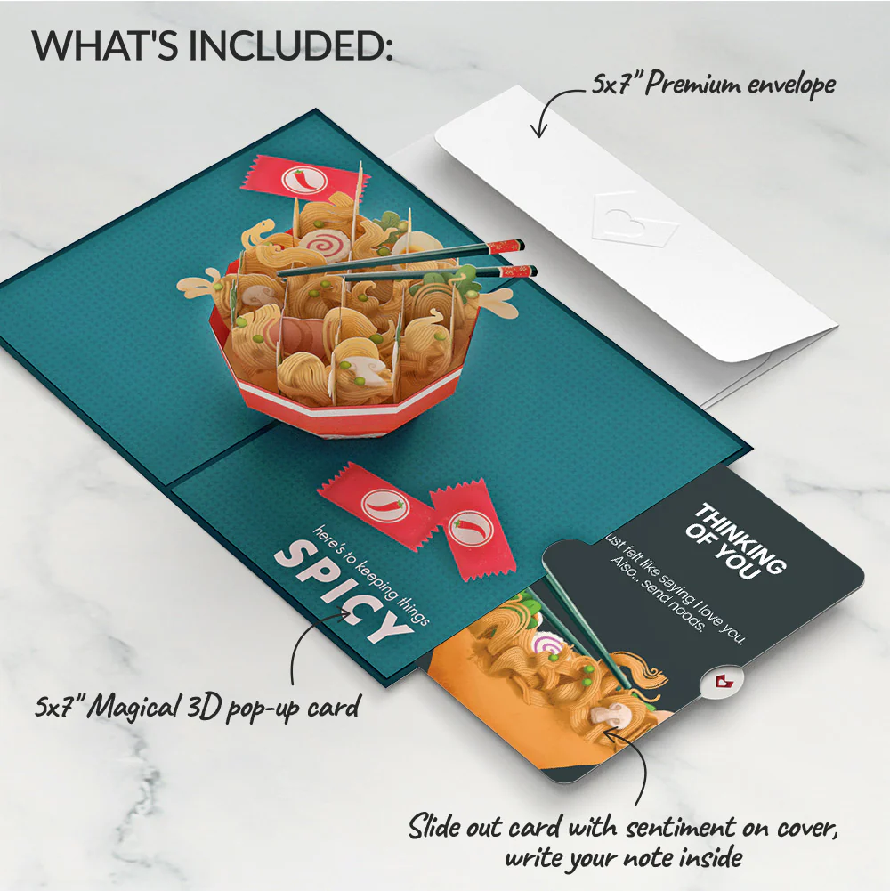 Send Noods Spicy Thinking of You Pop-Up Card and Sentiment Set - Image 2