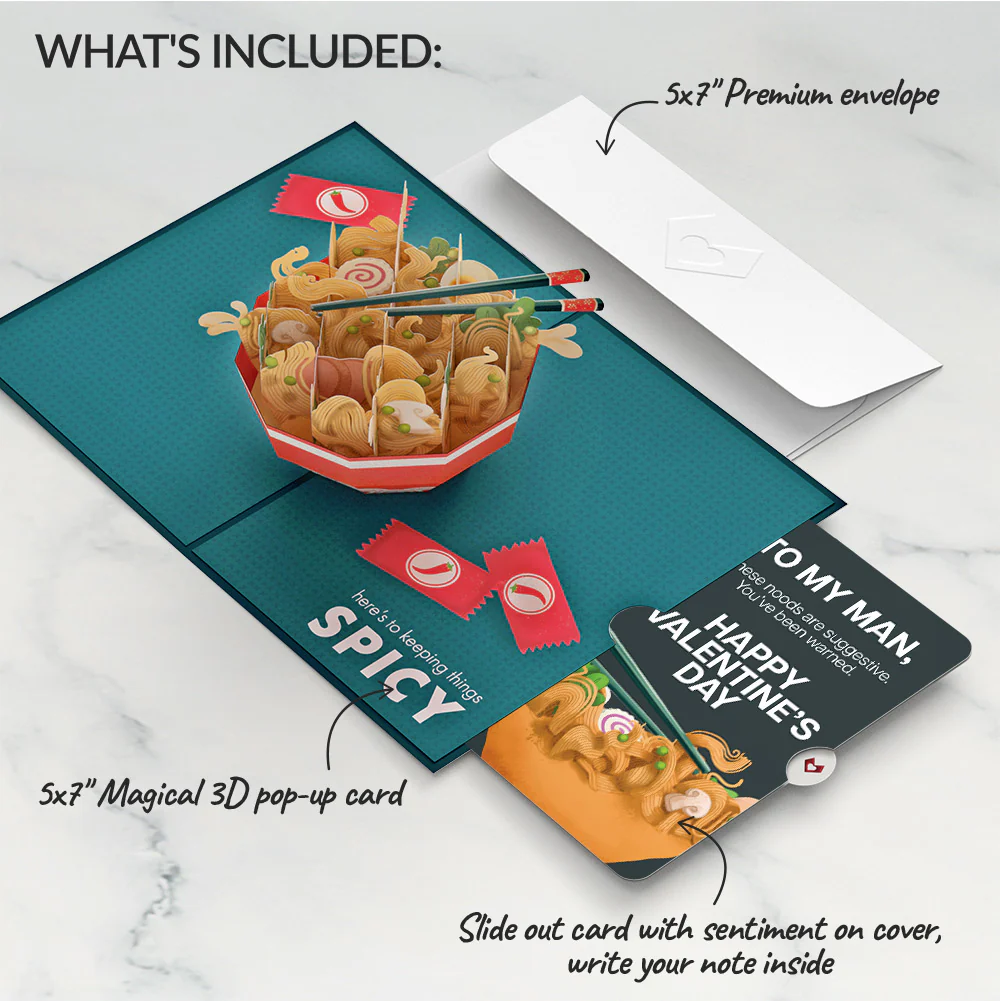 Send Noods Spicy Valentine Pop-Up Card and Sentiment Set for Him - Image 2