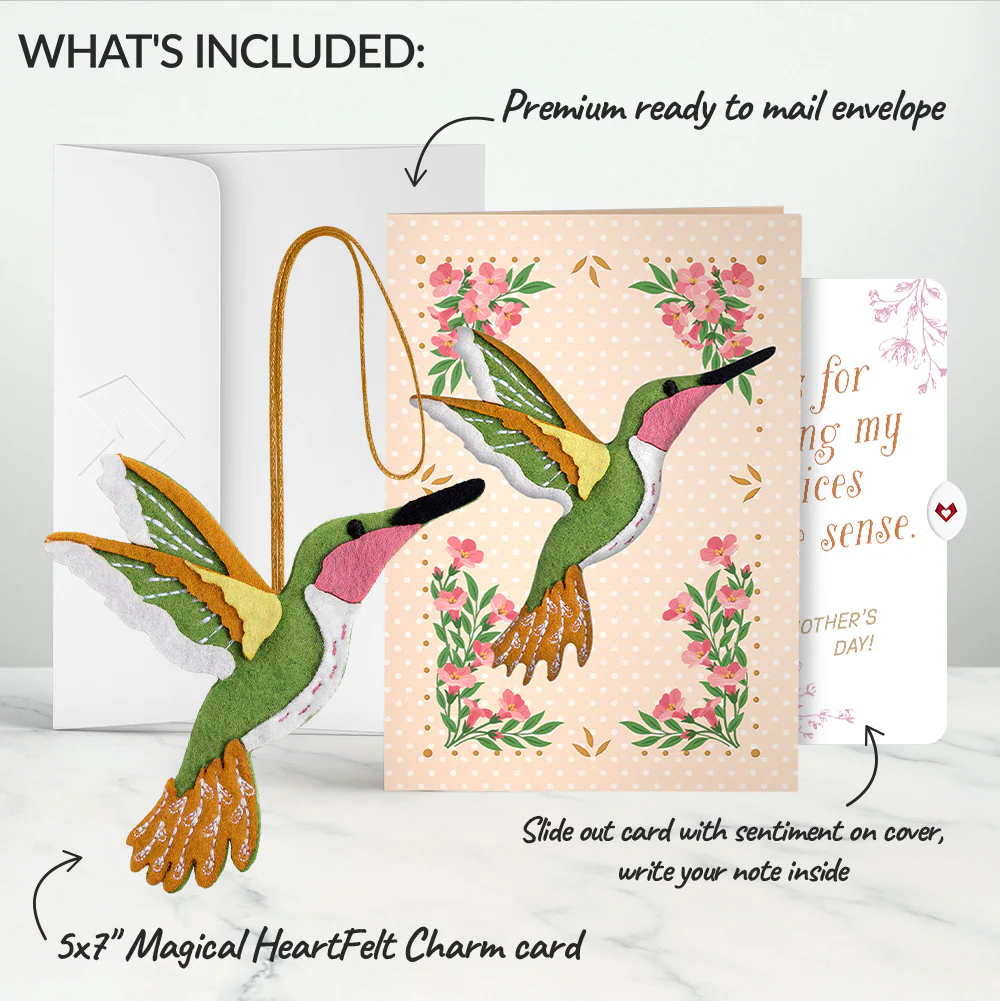 Serene Hummingbird Mother’s Day HeartFelt Charm Card™ and Sentiment Set for Mom - Image 2