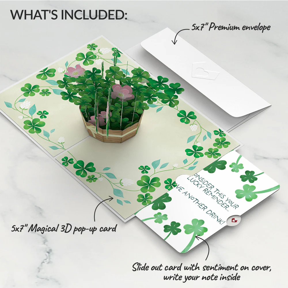 Shamrock Basket St. Patrick’s Day Pop-Up Card and Shamrock Cheers Sentiment Set - Image 2