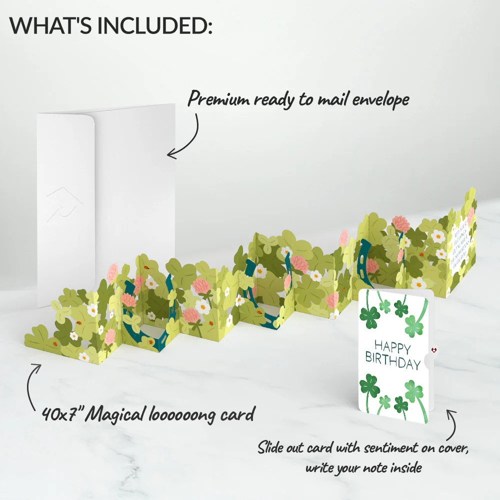 Shamrock Blessings Birthday Loooooong Card™ (Expands to 2 feet) and Sentiment Set - Image 2