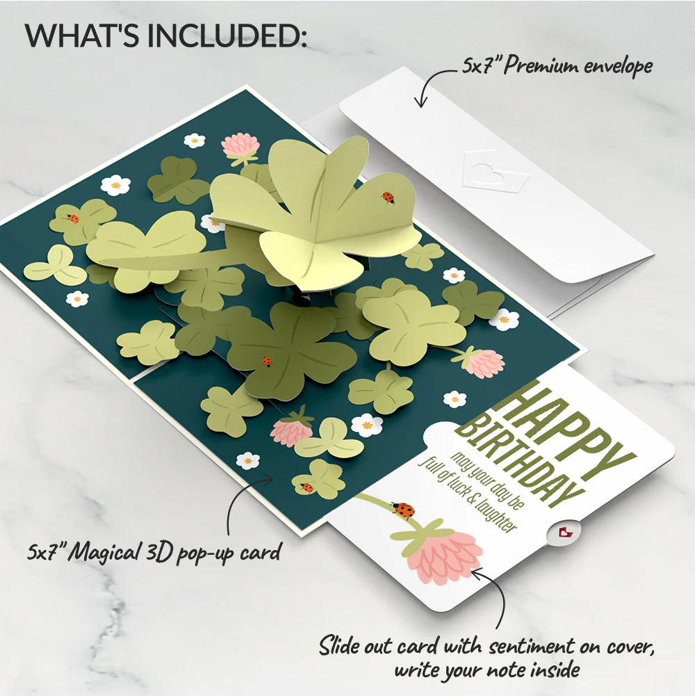 Shamrock Fields Birthday Pop-Up Card and Good Luck Bloom Sentiment Set - Image 2