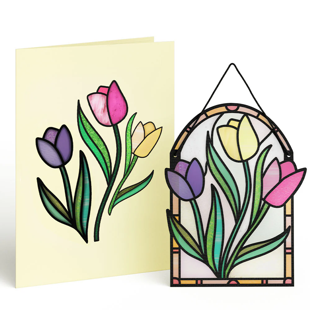 Shimmering Tulips Suncatcher Card - Image 2