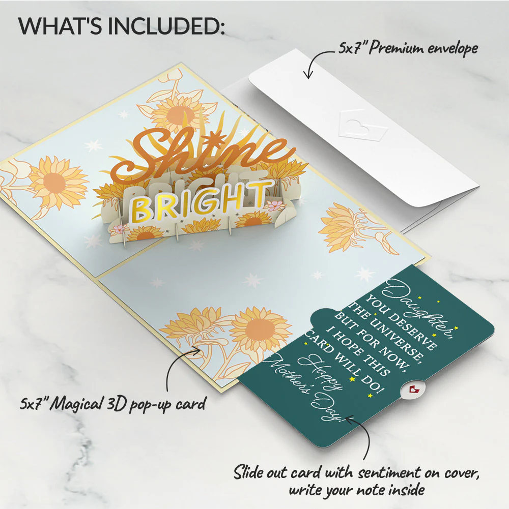 Shine Bright Mother's Day Pop-Up Card and Sentiment Set for Daughter - Image 2
