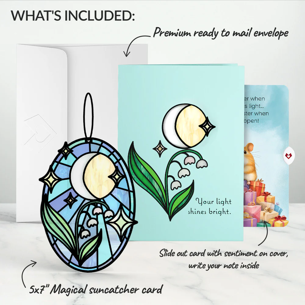 Shine Bright Twilight Bloom Birthday Suncatcher Card and Happy Hamster Sentiment Set - Image 2