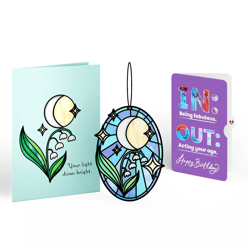 Shine Bright Twilight Bloom Birthday Suncatcher Card and IN & OUT Sentiment Set