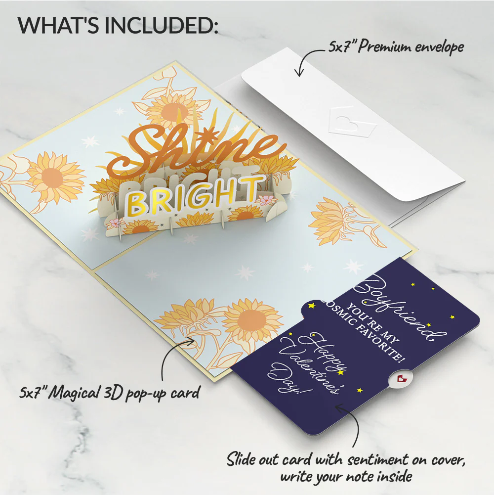 Shine Bright Valentine Pop-Up Card and Sentiment Set for Boyfriend - Image 2