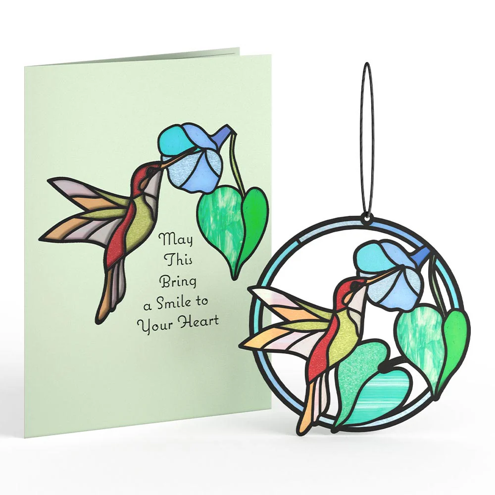 Smile to Your Heart Hummingbird Suncatcher Card - Image 2