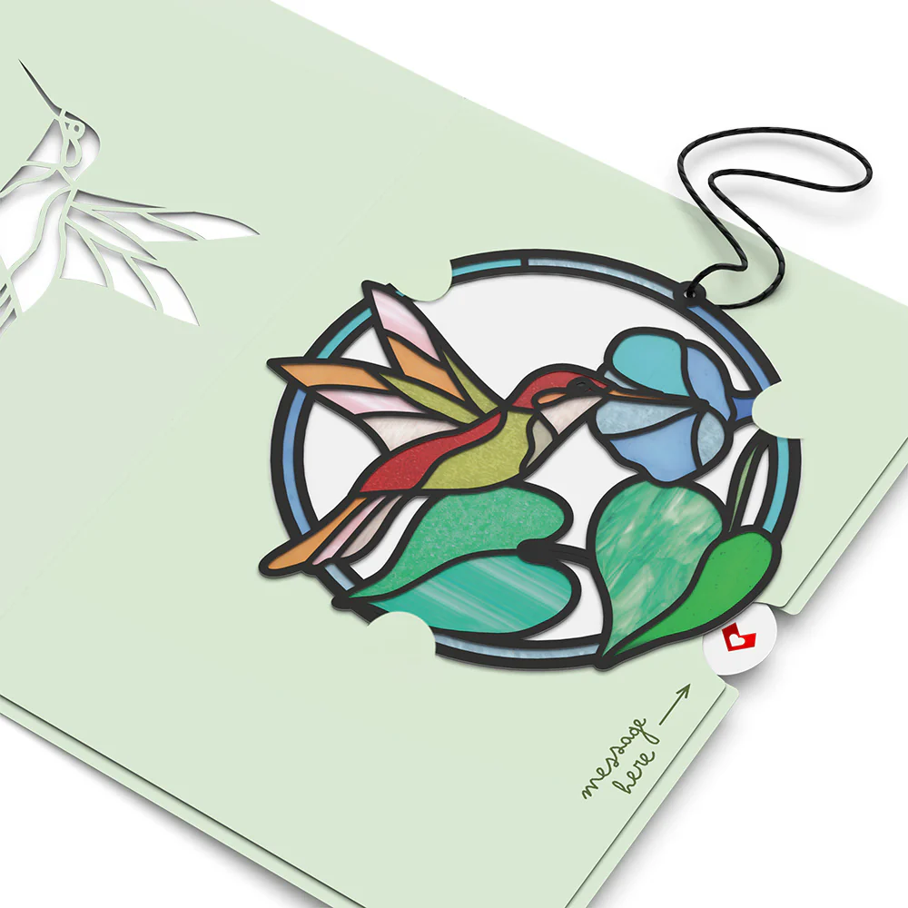 Smile to Your Heart Hummingbird Suncatcher Card - Image 4