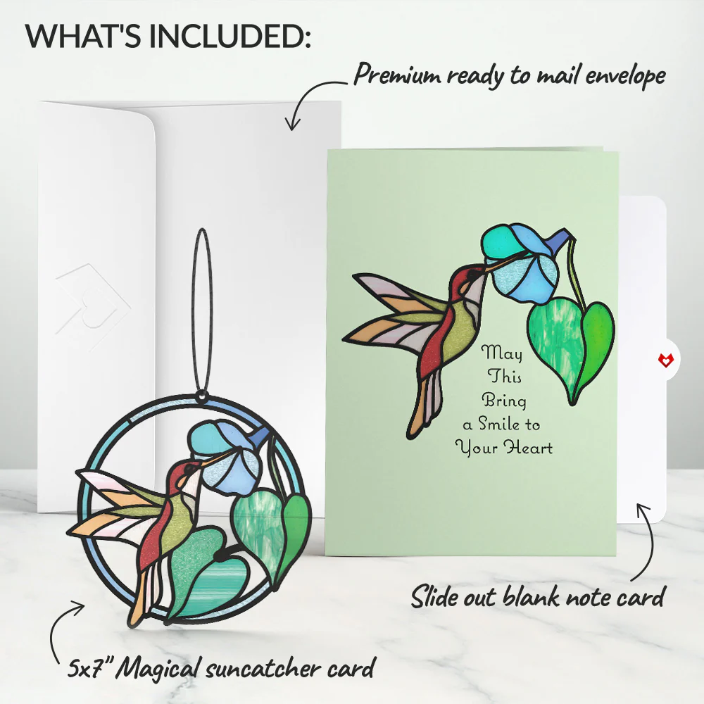 Smile to Your Heart Hummingbird Suncatcher Card - Image 6