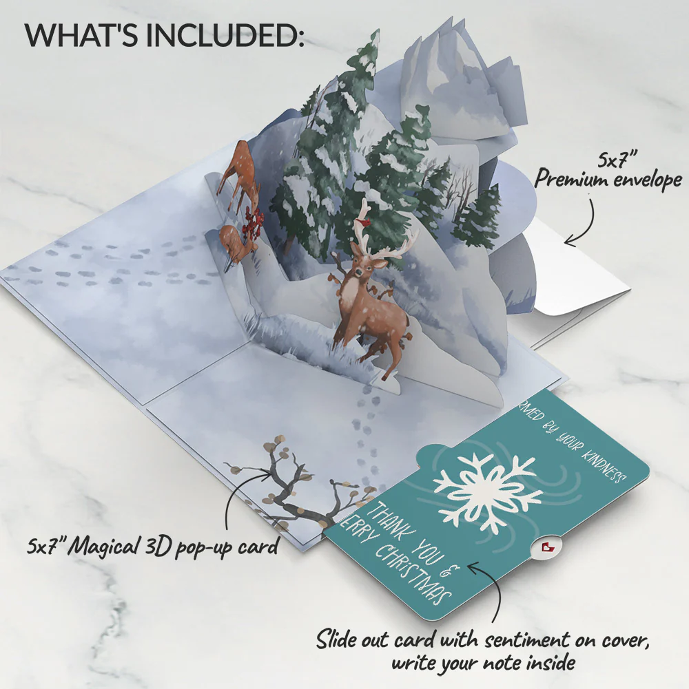 Snowfall's Hush Christmas Pop-Up Card and Snowflake Kindness Sentiment Set - Image 2