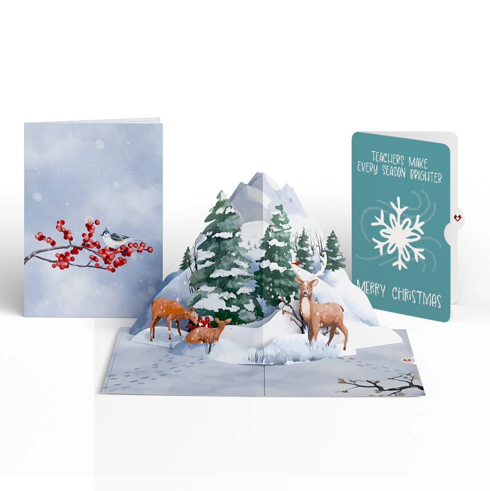 Snowfall's Hush Christmas Pop-Up Card and Sentiment Set for Teacher