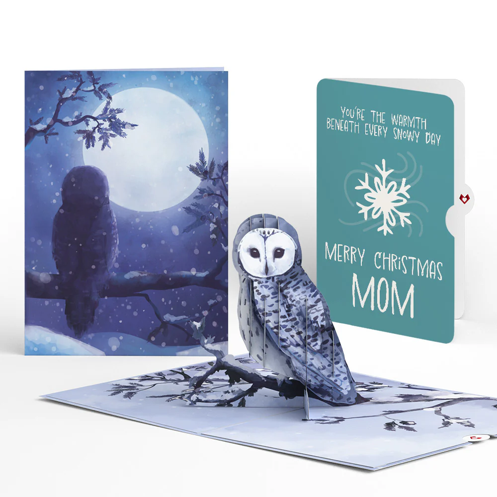 Snowy Owl Christmas Pop-Up Card and Sentiment Set for Mom