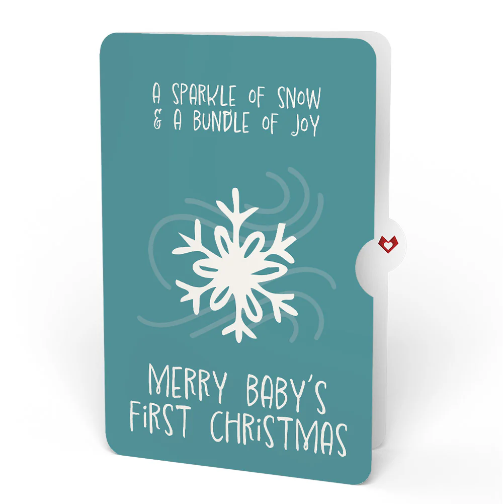 Snowy Owl First Christmas Pop-Up Card and Snowflake Sentiment Set for Baby - Image 4