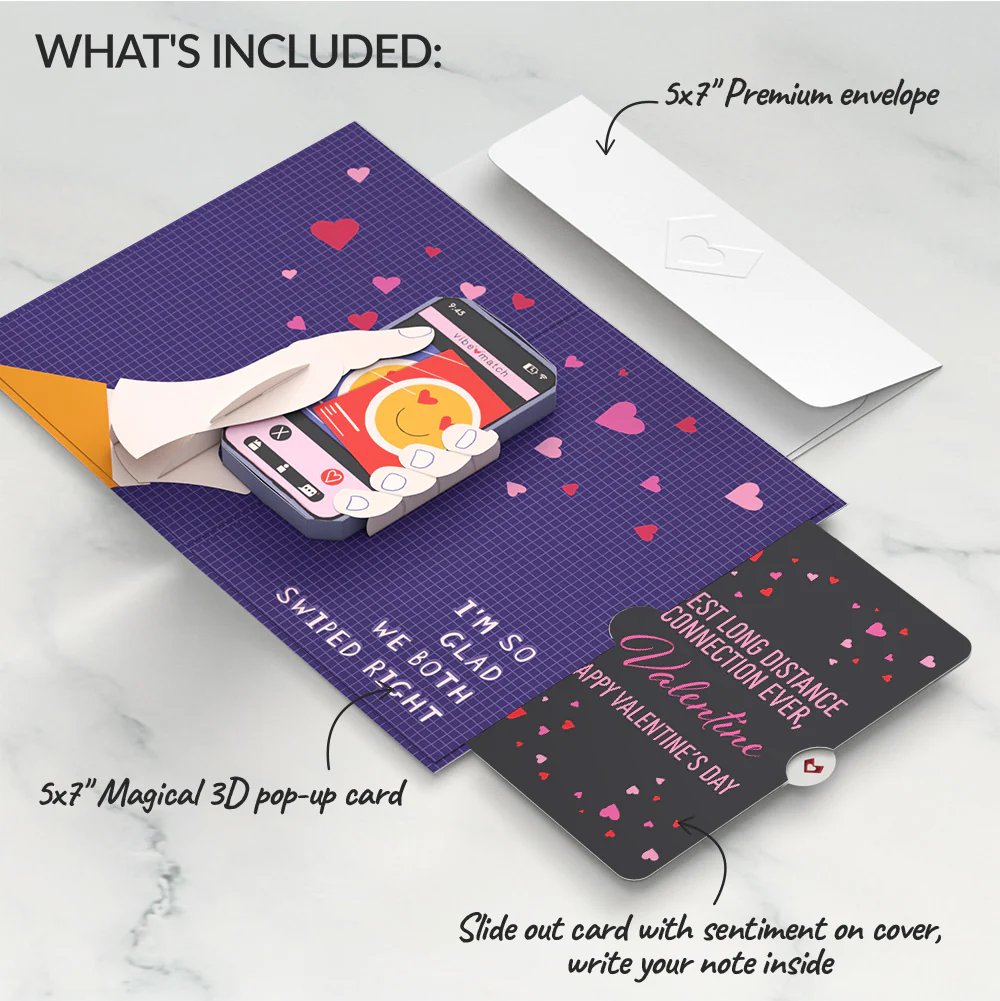 So Glad We Swiped Right Valentine Pop-Up Card and Sentiment Set - Image 2