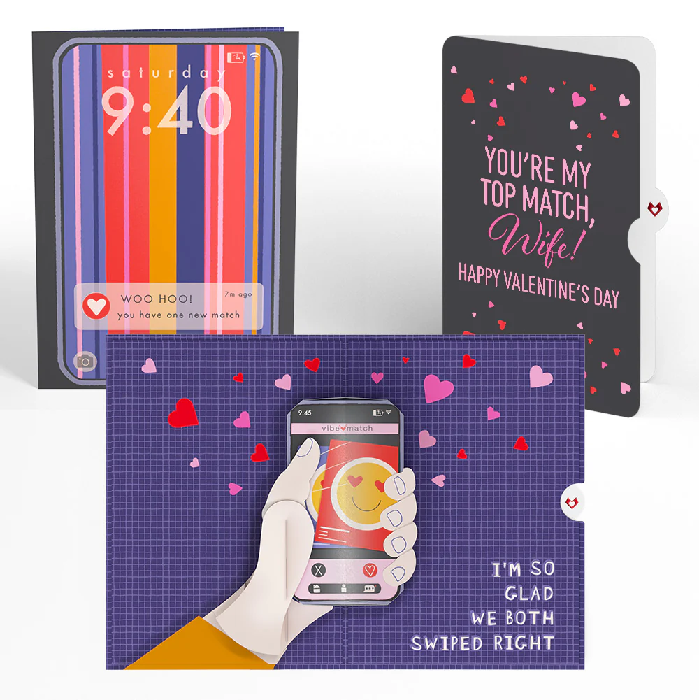 So Glad We Swiped Right Valentine Pop-Up Card and Sentiment Set for Wife