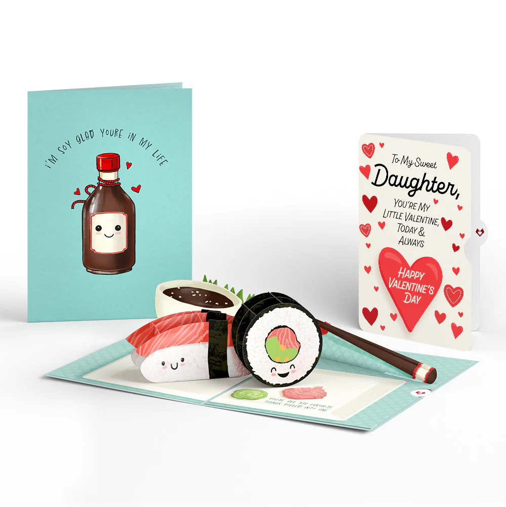 Soy Glad You're in My Life Sushi Valentine Pop-Up Card and Sentiment Set for Daughter