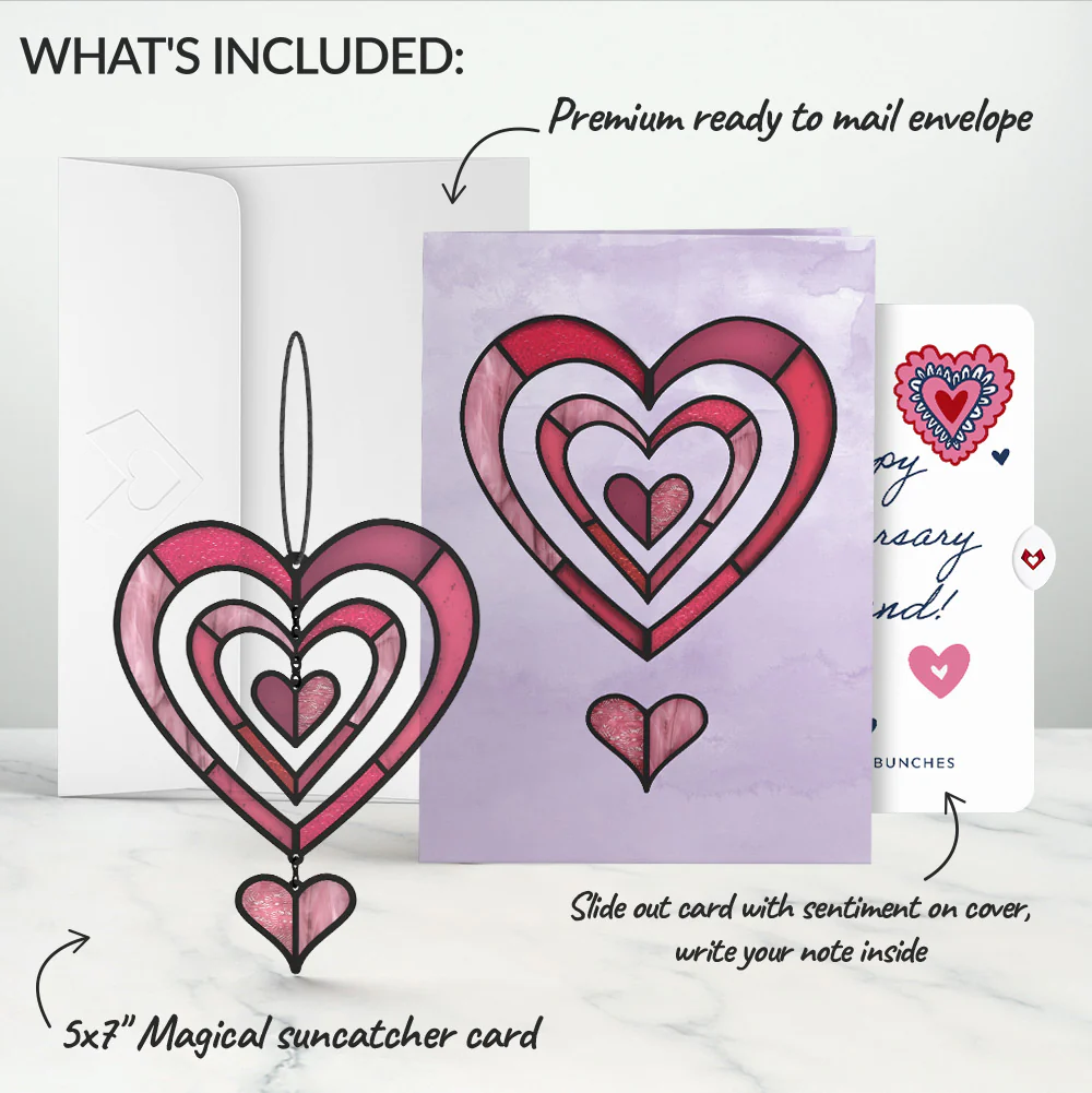 Spinning Heart Anniversary Suncatcher Card and Sentiment Set for Husband - Image 2