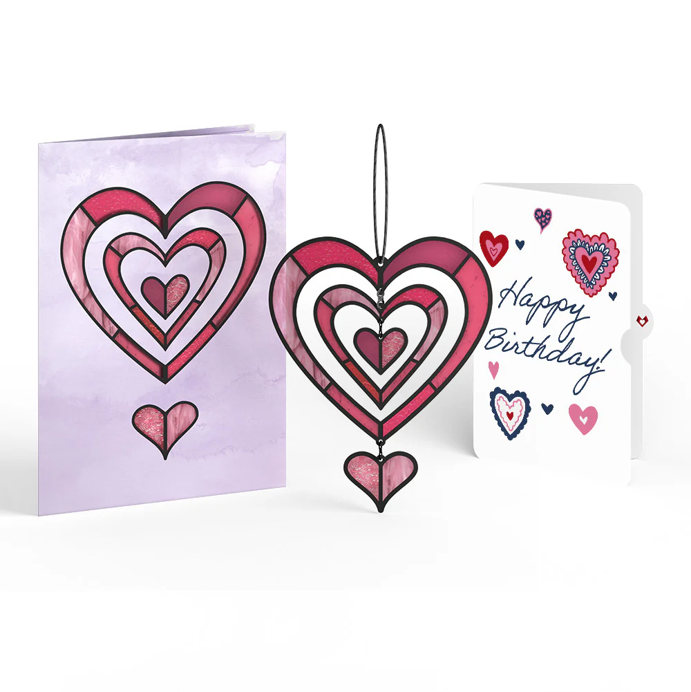 Spinning Heart Birthday Suncatcher Card and Sentiment Set