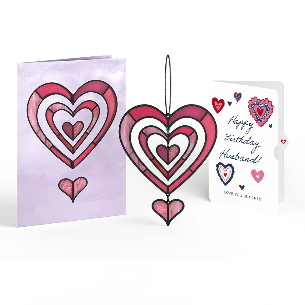 Spinning Heart Birthday Suncatcher Card and Sentiment Set for Husband
