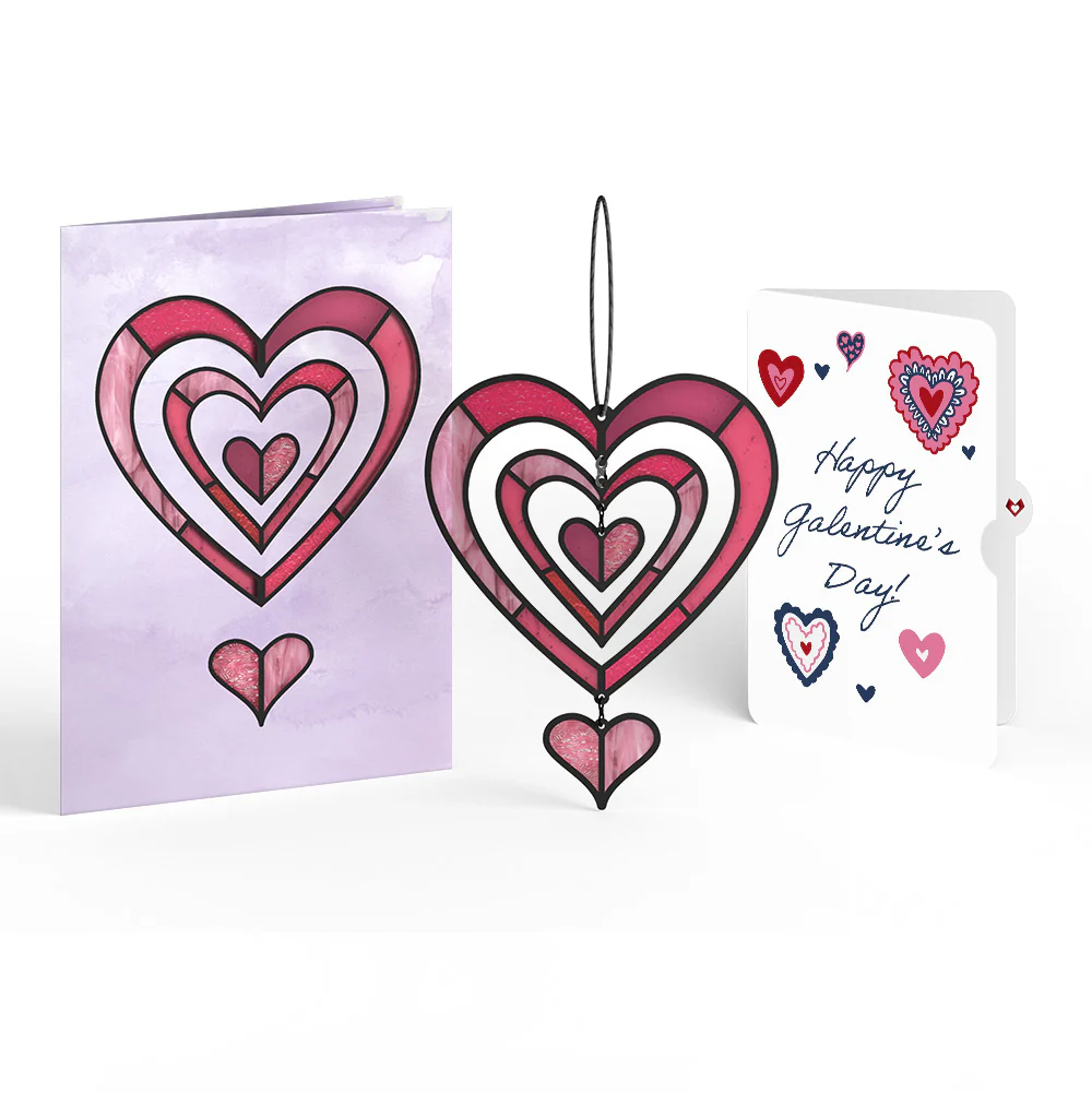 Spinning Heart Galentine's Day Suncatcher Card and Sentiment Set