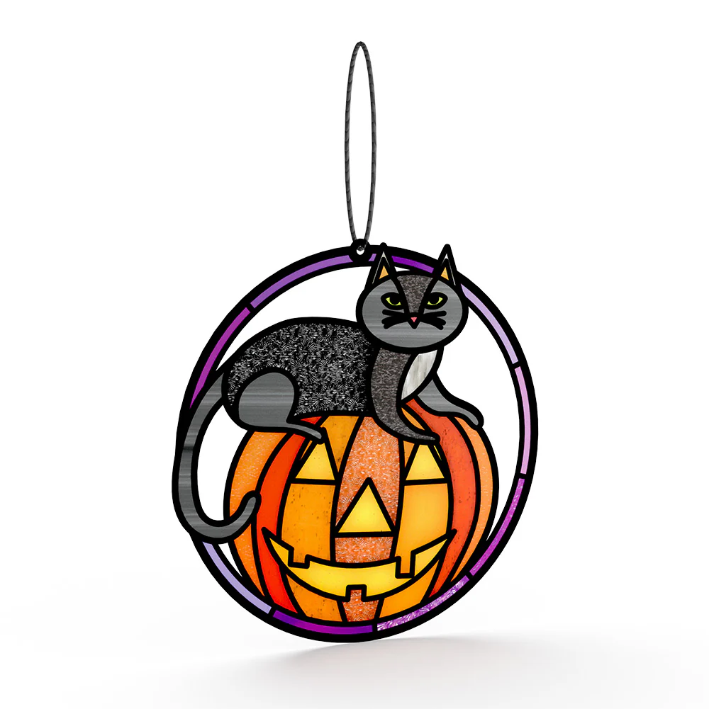 Spooky Vibes Halloween Cat Suncatcher Card and Miss You Sentiment Set - Image 3