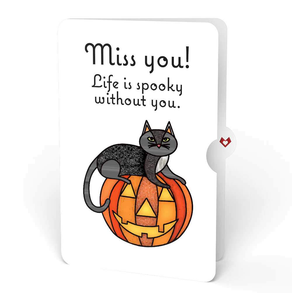 Spooky Vibes Halloween Cat Suncatcher Card and Miss You Sentiment Set - Image 4