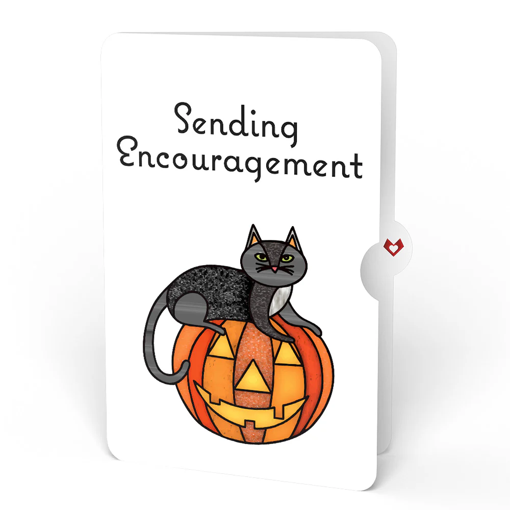 Spooky Vibes Halloween Cat Suncatcher Card and Encouragement Sentiment Set - Image 4