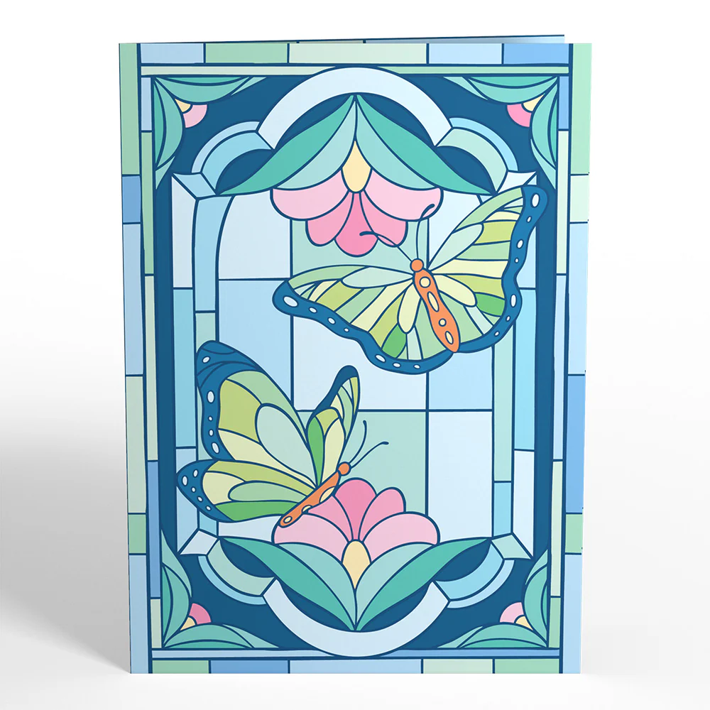 Stained Glass Butterfly Light-Up Pop-Up Card - Image 5