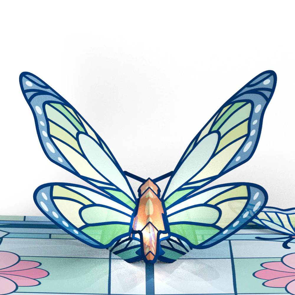 Stained Glass Butterfly Mother’s Day Light-Up Pop-Up Card and Soft Neutral Bloom Sentiment Set for Mom - Image 3