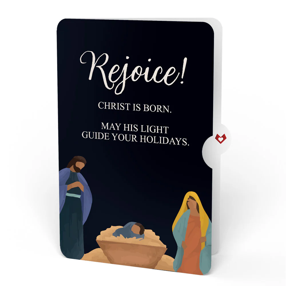 Stained Glass Christmas Chapel Pop-Up Card and Nativity Rejoice Sentiment Set - Image 4