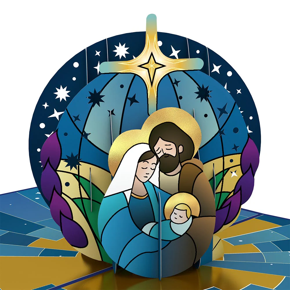 Stained Glass Holy Family Pop-Up Card - Image 2