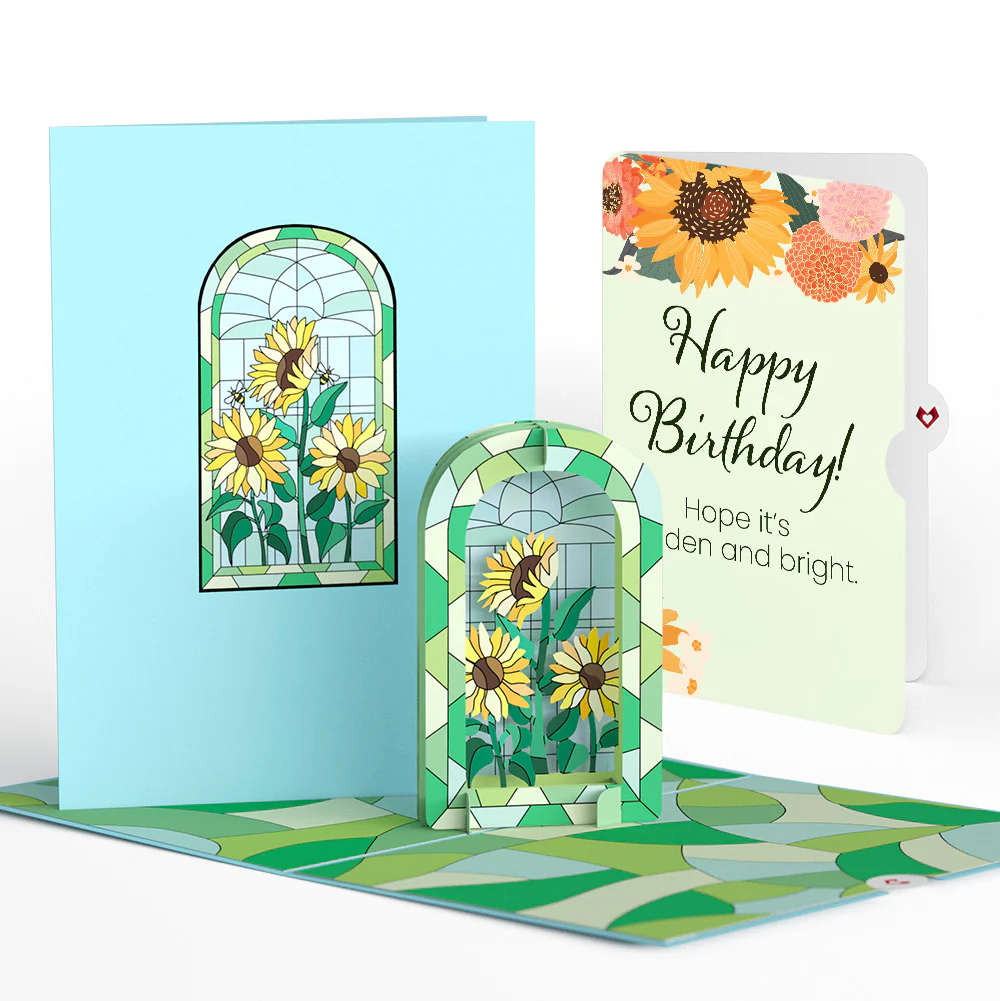 Stained Glass Sunflowers Birthday Pop-Up Card and Sentiment Set