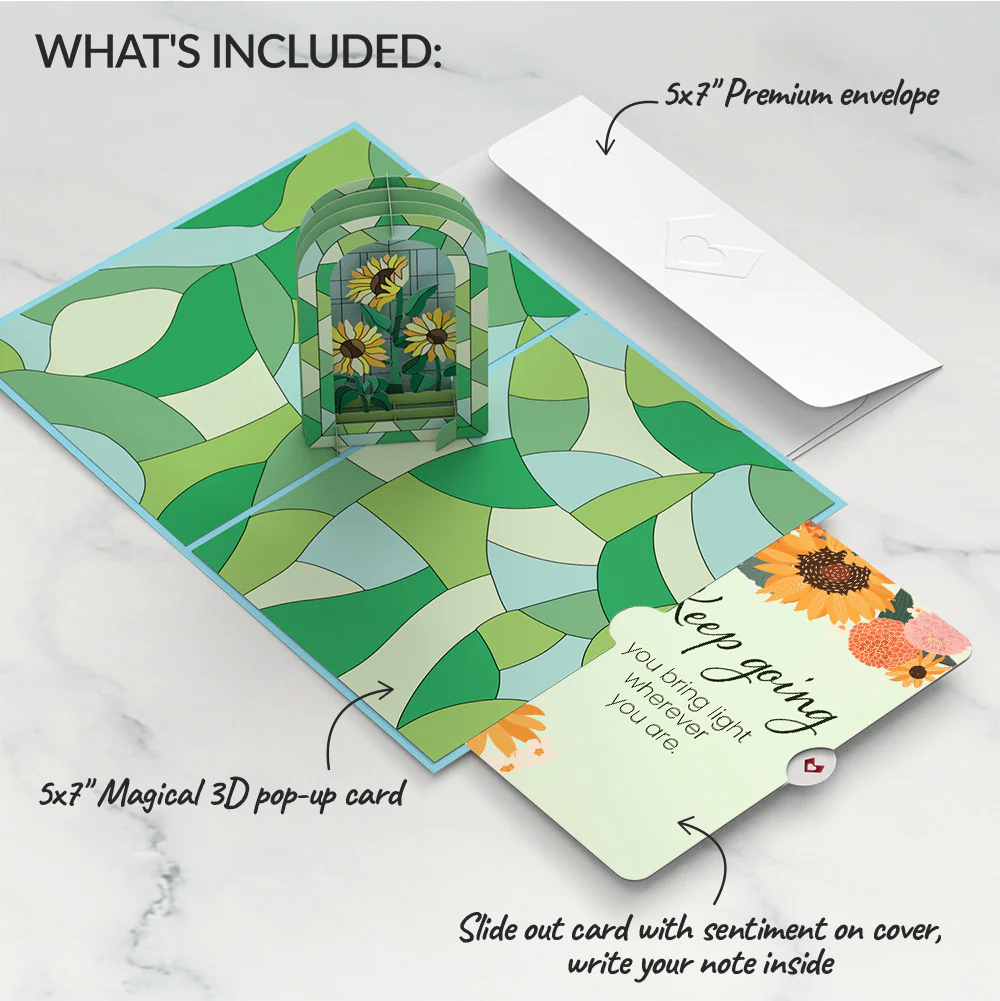 Stained Glass Sunflowers Encouragement Pop-Up Card and Sentiment Set - Image 2