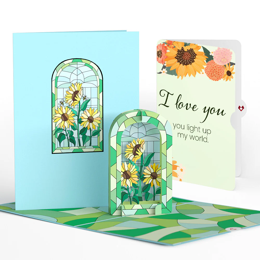 Stained Glass Sunflowers Love Pop-Up Card and Sentiment Set
