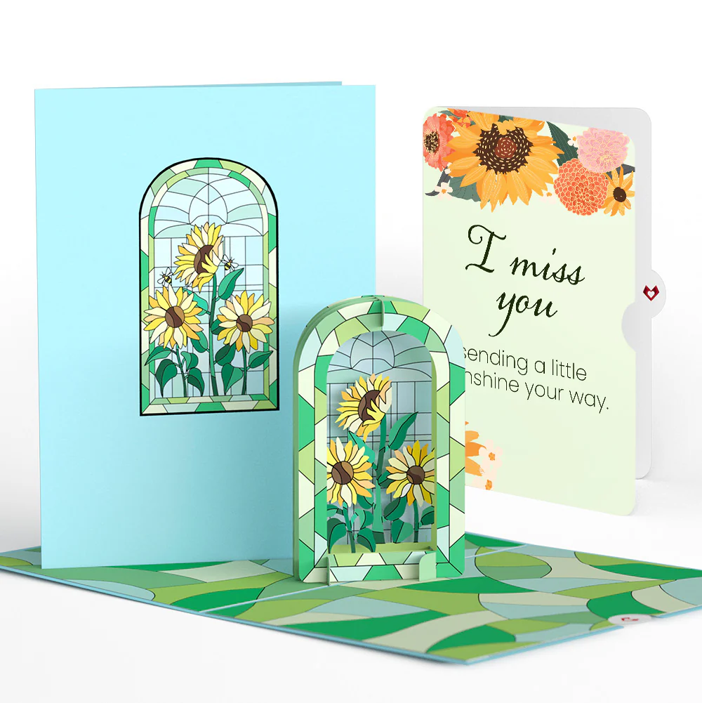 Stained Glass Sunflowers Miss You Pop-Up Card and Sentiment Set