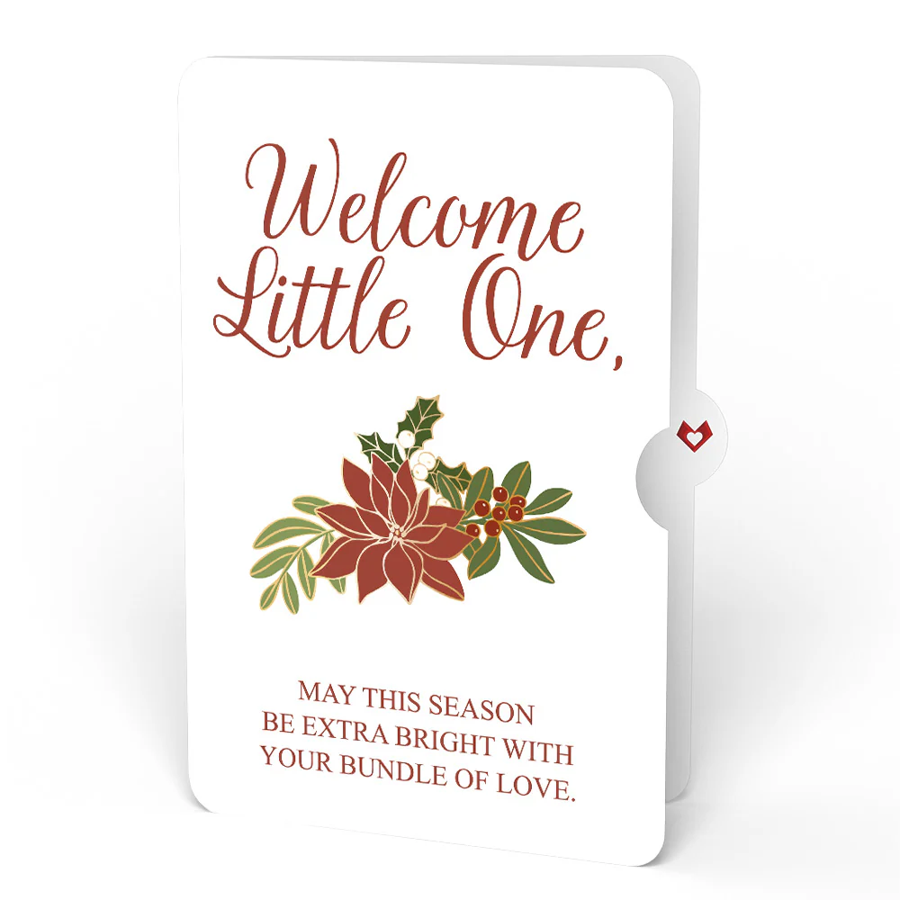 Stained Glass Winter Cardinal Pop-Up Gift and Poinsettia Christmas Sentiment Set for Baby - Image 4