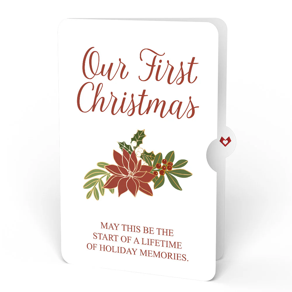 Stained Glass Winter Cardinal Pop-Up Gift and Poinsettia First Christmas Sentiment Set for Partner - Image 4