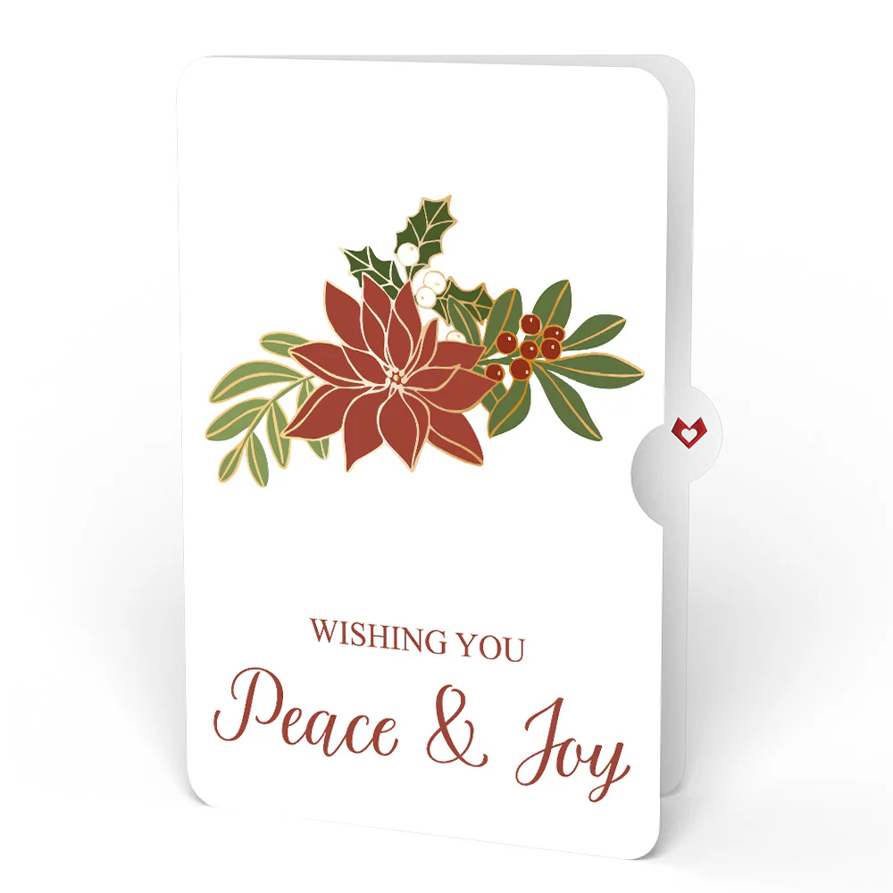 Stained Glass Winter Cardinal Pop-Up Gift and Poinsettia Peace & Joy Christmas Sentiment Set - Image 4