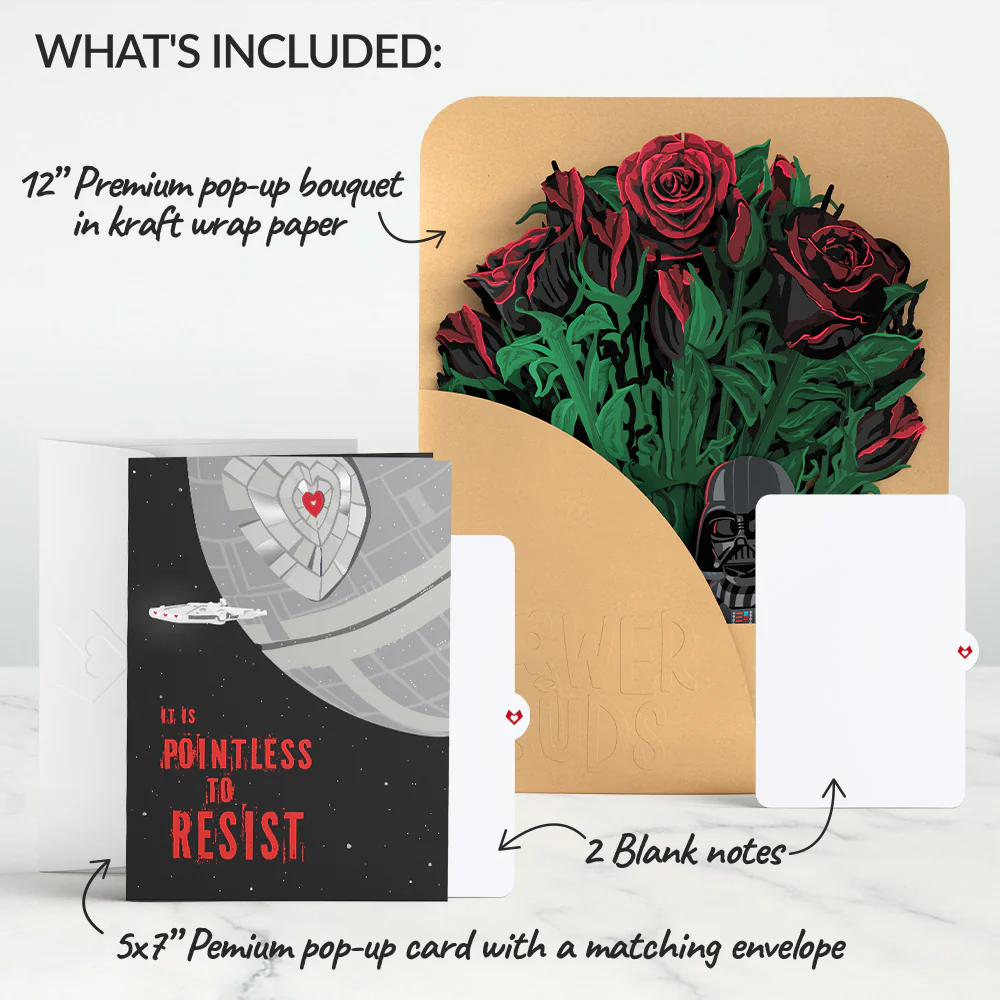 Star Wars™ Darth Vader™ Be Mine Pop-Up Card & Flower Buds Bouquet Bundle - Image 2