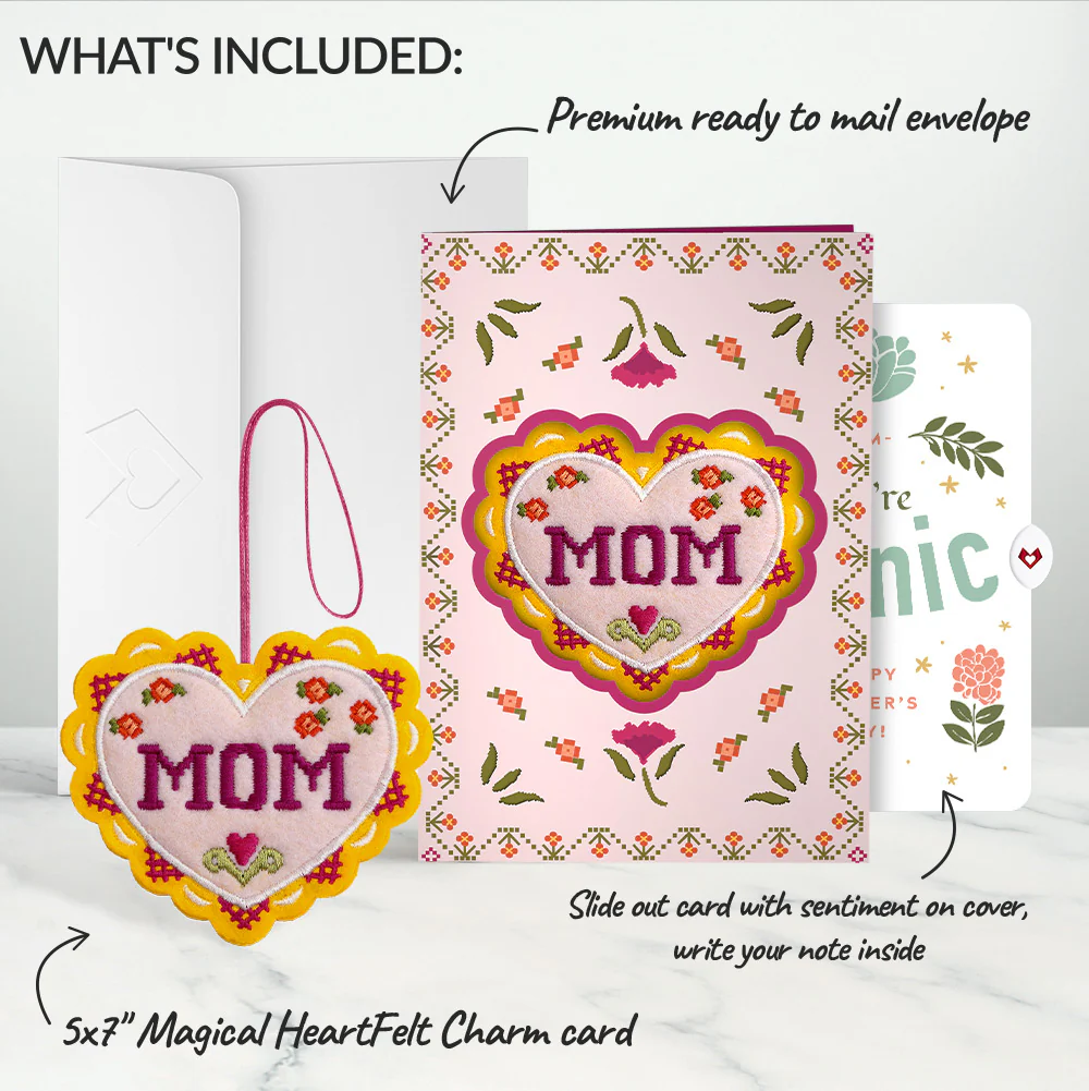 Stitched with Love Mother’s Day HeartFelt Charm Card™ and Iconic Bloom Sentiment Set for Mom - Image 2