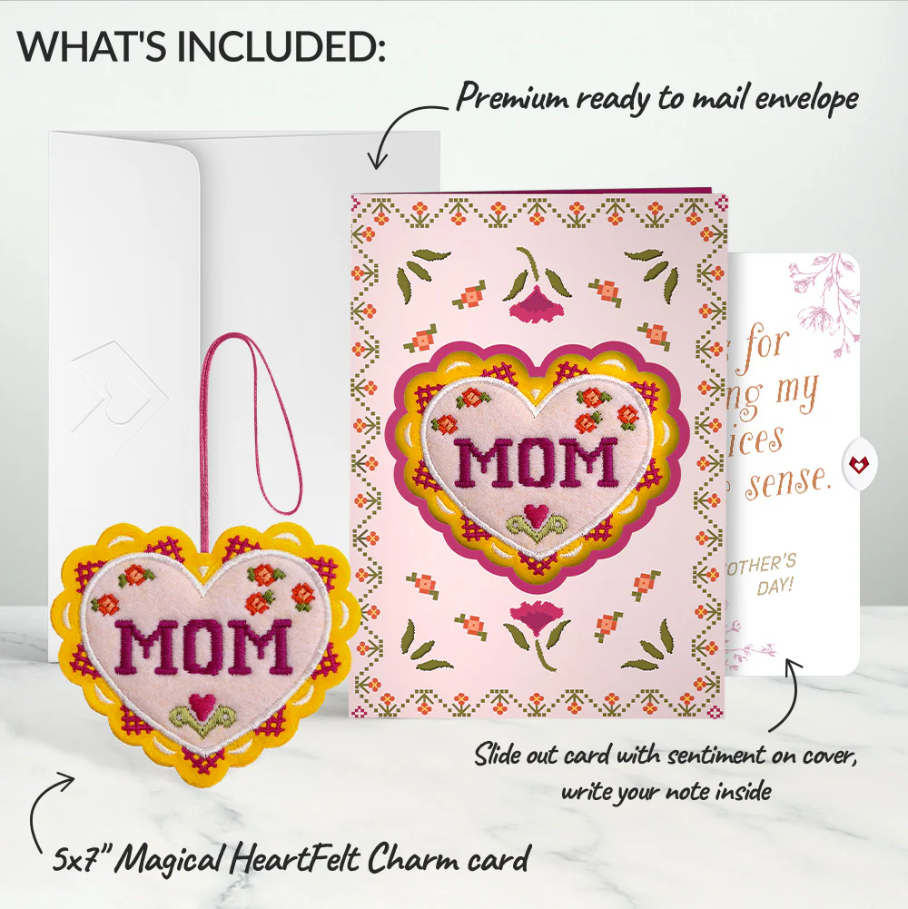 Stitched with Love Mother’s Day HeartFelt Charm Card™ and Sentiment Set for Mom - Image 2
