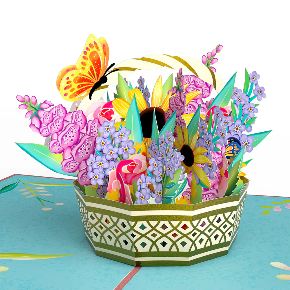 Summer Blossoms Basket Pop-Up Card - Image 2