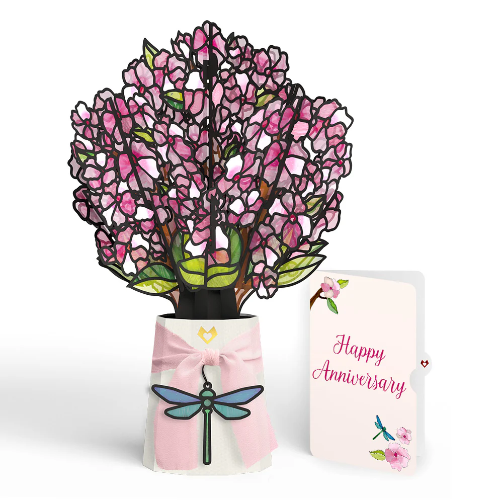 Sun-dappled Cherry Blossom Anniversary Suncatcher Bouquet and Sentiment Set