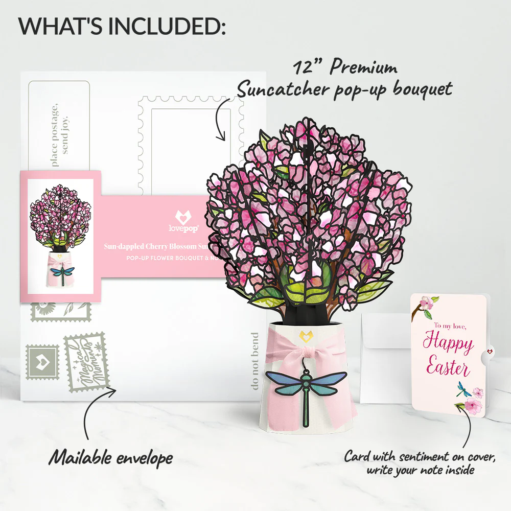 Sun-dappled Cherry Blossom Easter Suncatcher Bouquet and Sentiment Set for My Love - Image 2