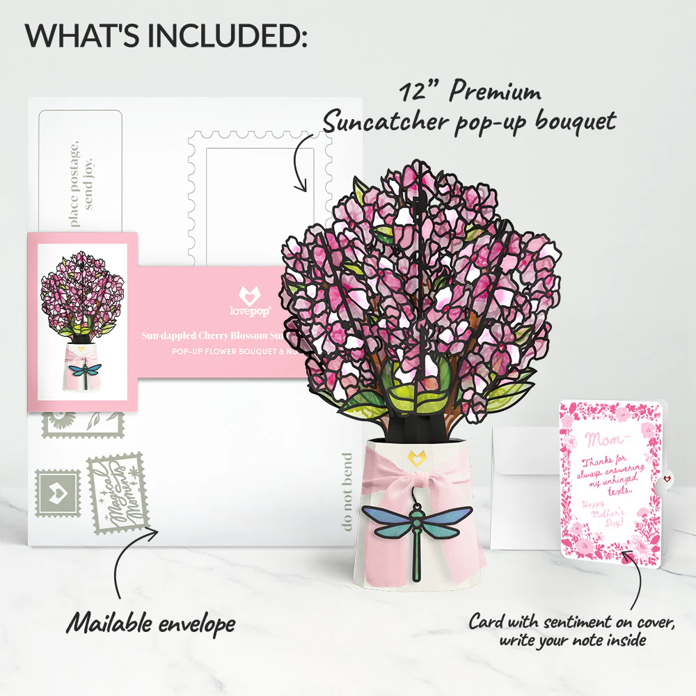 Sun-dappled Cherry Blossom Mother’s Day Suncatcher Bouquet and Blushing Garden Frame Sentiment Set for Mom - Image 2